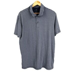 Mack Weldon Polo Shirt Men’s Large Navy Light Blue Stripe Pima Cotton Stretch